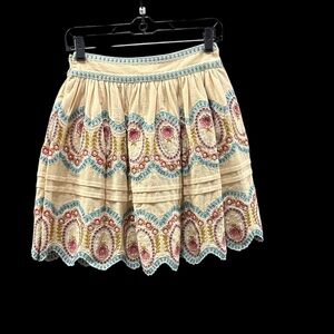 Cream and Pink Embellished Bubble Mini Skirt